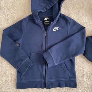 NIKE boys hoodie small NWOT $69 retail navy white logo from Macy’s